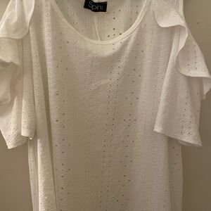 Spin White Eyelet Flutter Sleeve Blouse